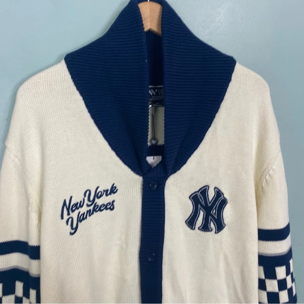 Anthropologie The Wild Collective NY Yankees MLB‎ Cotton Cardigan Sweater XL
